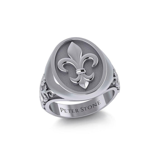 Fleur de lis Silver Signet Men Ring TRI1969 Ring