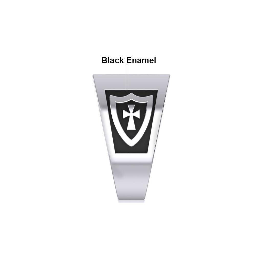 The Cross Silver Signet Men Ring with Enamel TRI1976 Ring
