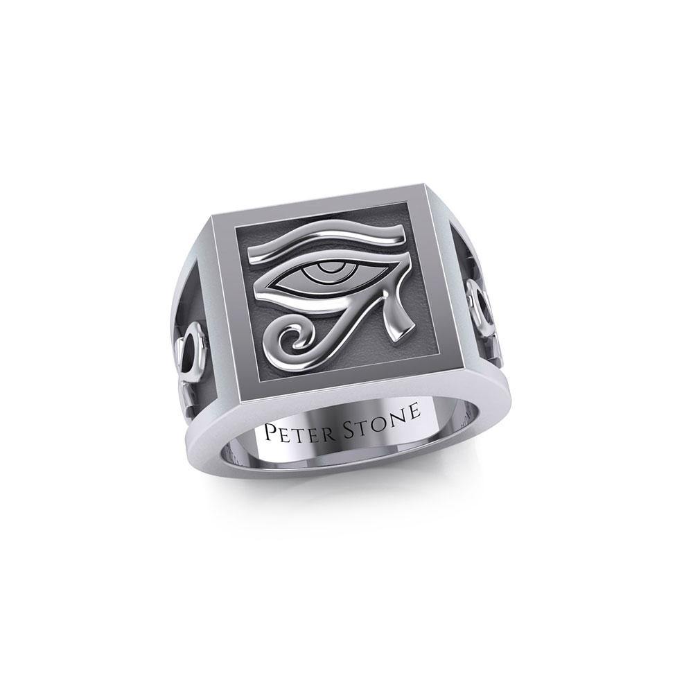 The Eye of Horus and Ankh Silver Signet Men Ring TRI1980 Ring