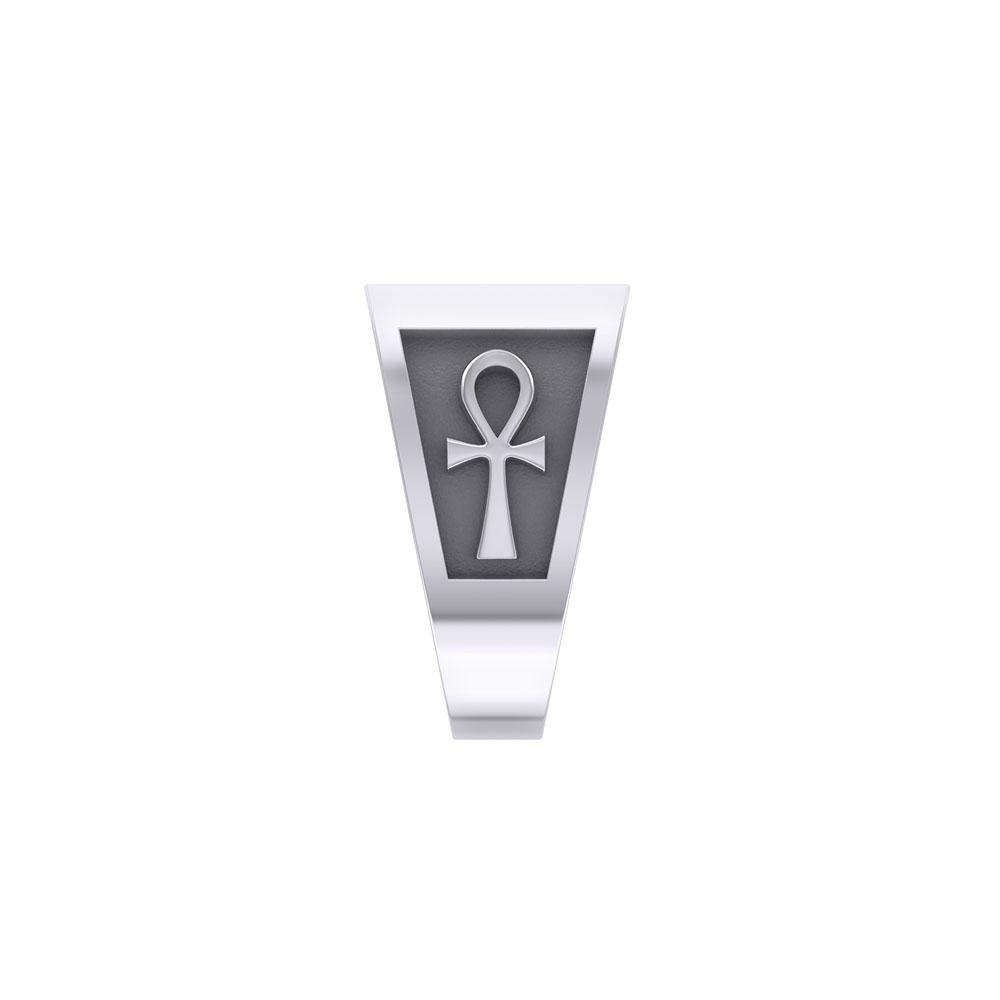 The Eye of Horus and Ankh Silver Signet Men Ring TRI1980 Ring