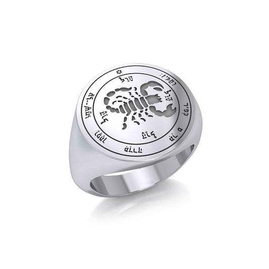 Fifth Pentacle of Mars Silver Signet Men Ring TRI1988 Ring