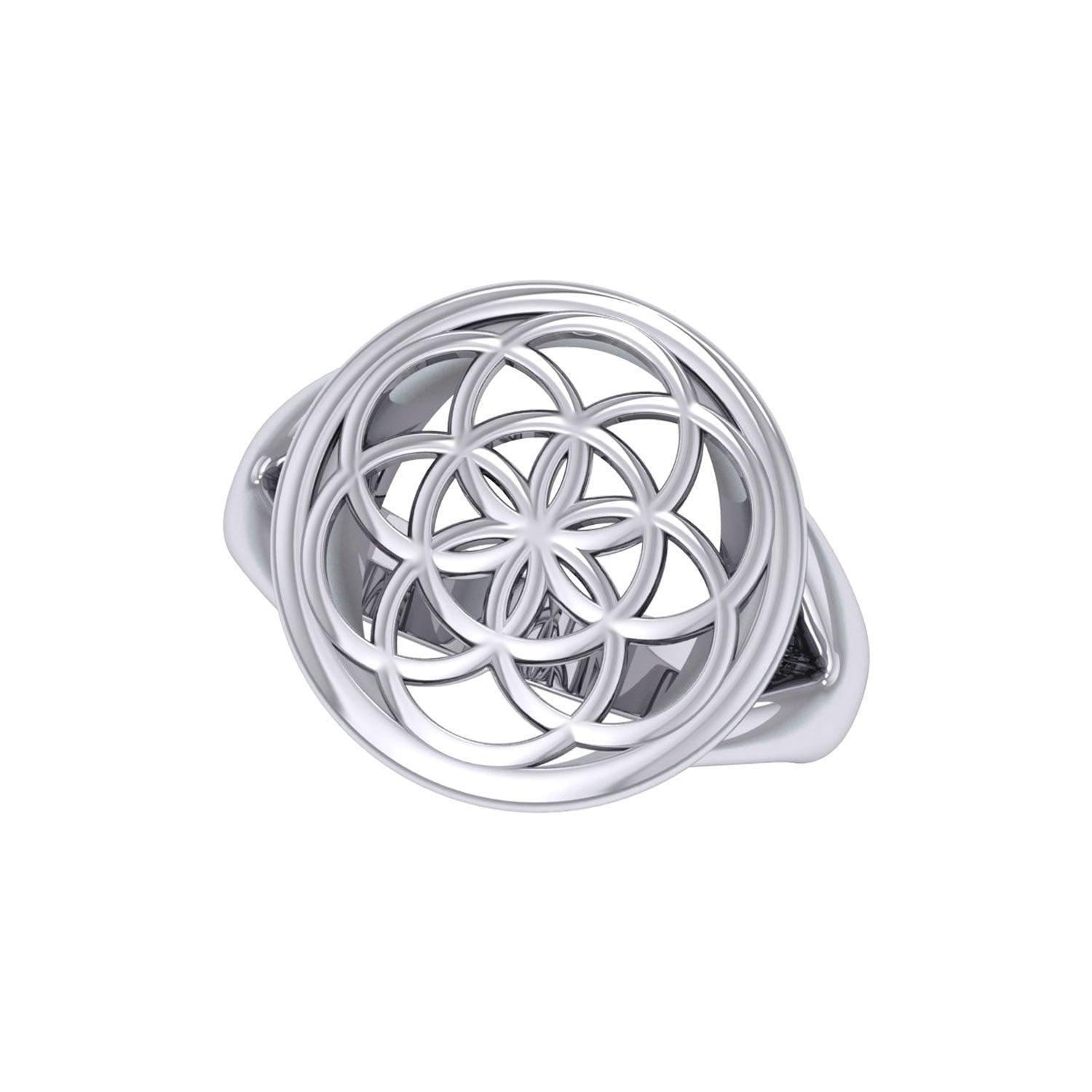 Flower Of Life Silver Ring TRI201 - peterstone.dropshipping