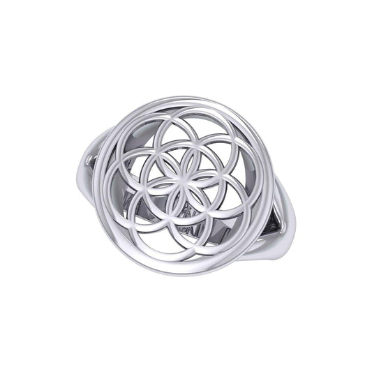 Flower Of Life Silver Ring TRI201 - peterstone.dropshipping