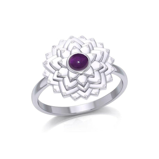 Sahasrara Crown Chakra Sterling Silver Ring with Gem TRI2089 Ring