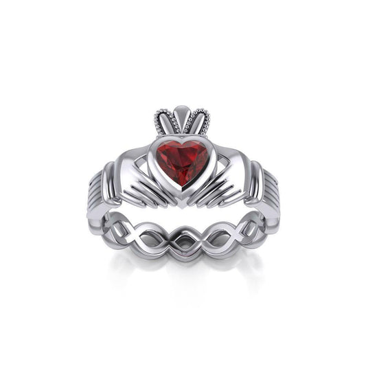 Claddagh with Gemstone Silver Ring TRI2104 Ring