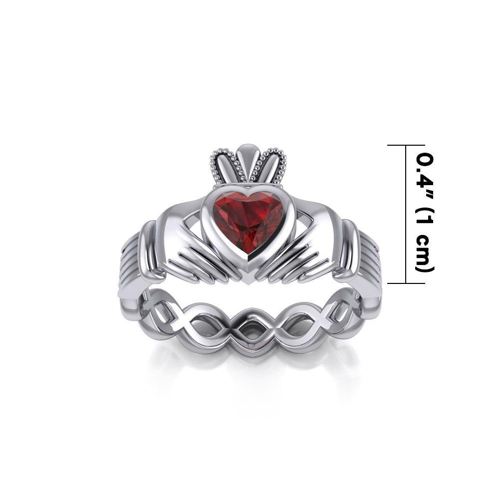 Claddagh with Gemstone Silver Ring TRI2104 Ring