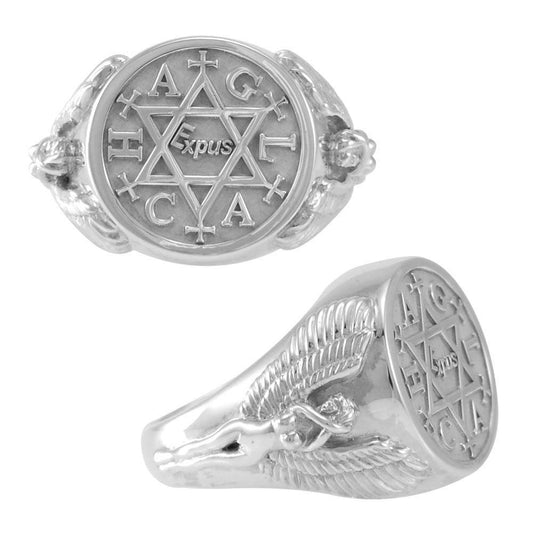 Angel Talisman Occult Large Sterling Silver Ring TRI2153 Ring