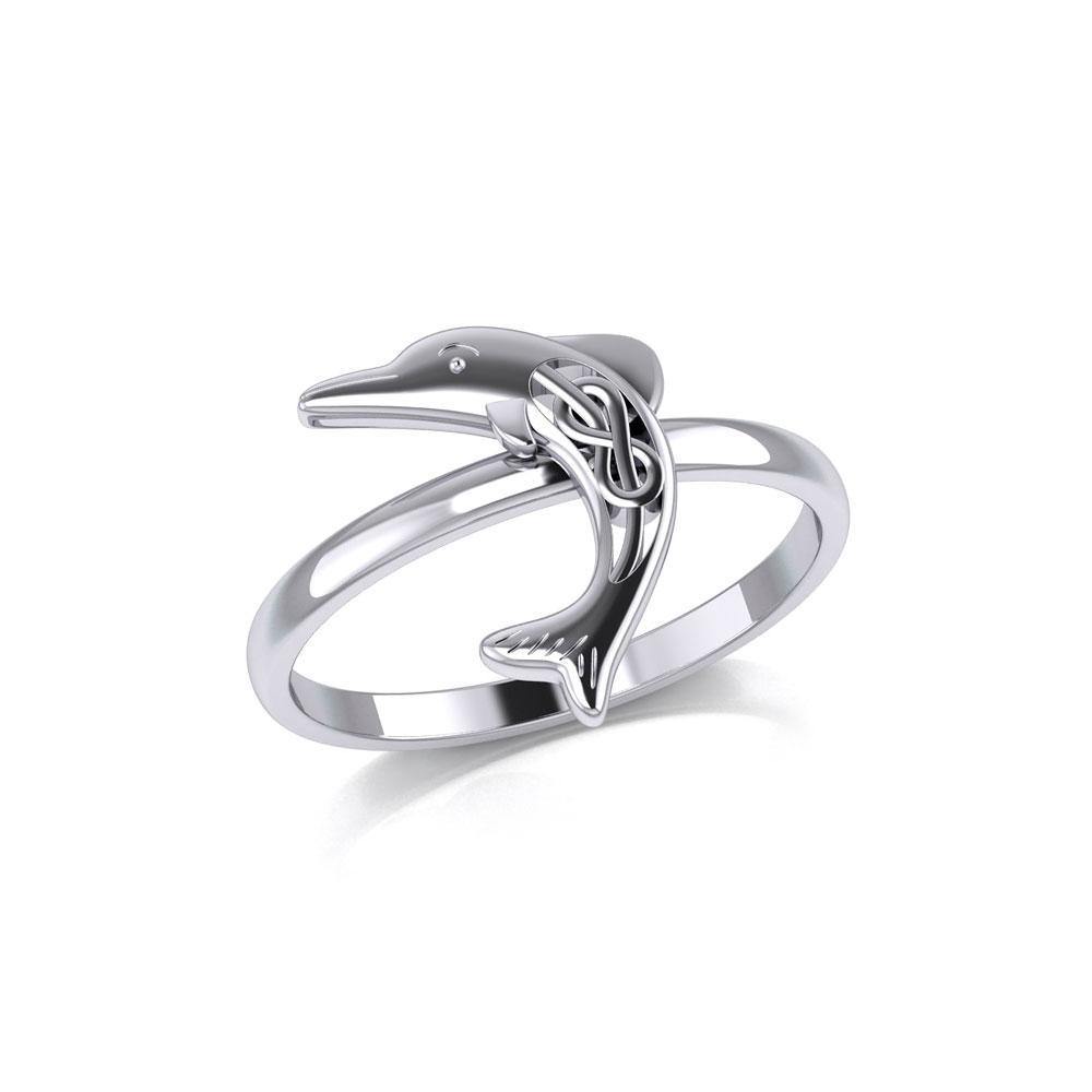 Celtic Joyful Dolphin Sterling Silver Ring TRI2164 Ring
