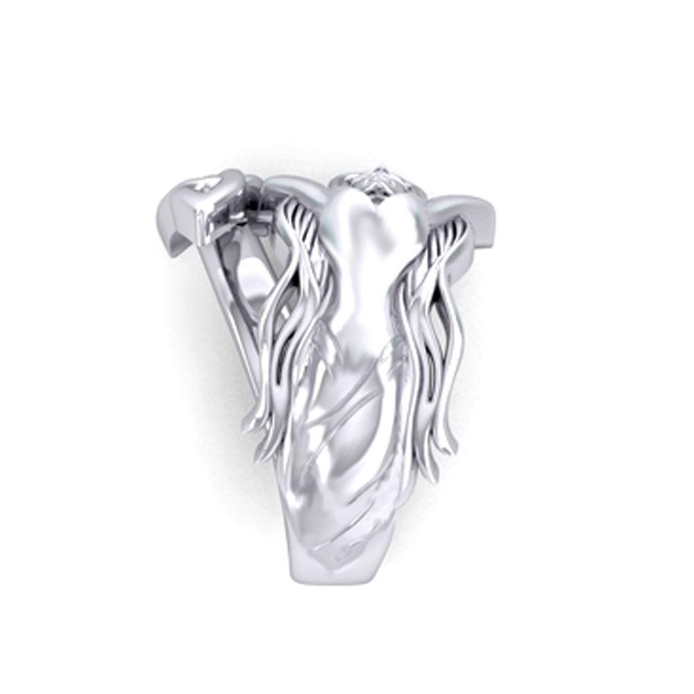 Goddess Brigid Silver Ring with Gem TRI2187 - peterstone.dropshipping