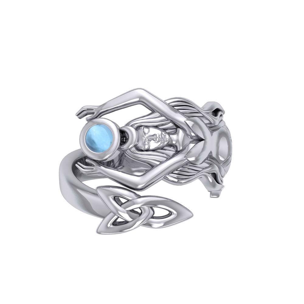 Goddess Brigid Silver Ring with Gem TRI2187 - peterstone.dropshipping
