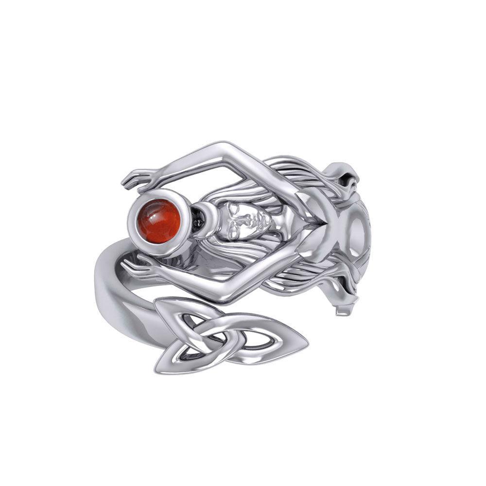 Goddess Brigid Silver Ring with Gem TRI2187 - peterstone.dropshipping
