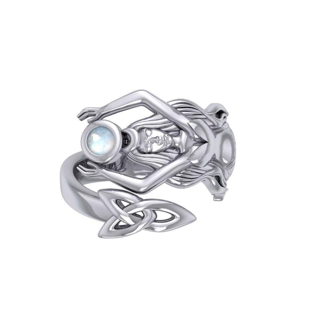 Goddess Brigid Silver Ring with Gem TRI2187 - peterstone.dropshipping