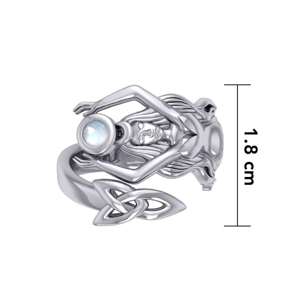 Goddess Brigid Silver Ring with Gem TRI2187 - peterstone.dropshipping