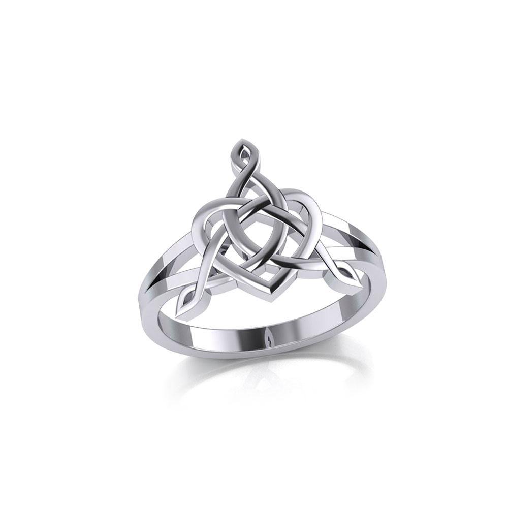 Celtic Father-Mother-Child "Family A Born For Eternity" Triquetra or Trinity Heart Silver Ring TRI2261 - Wholesale Jewelry
