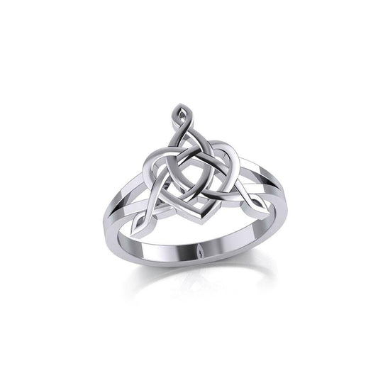 Celtic Father-Mother-Child "Family A Born For Eternity" Triquetra or Trinity Heart Silver Ring TRI2261 - Wholesale Jewelry
