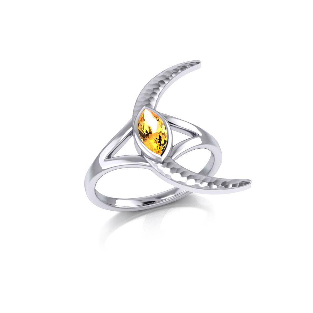 A Glimpse of the Crescent Moon's Beginning ~ Silver Jewelry Ring TRI2265 - Wholesale Jewelry