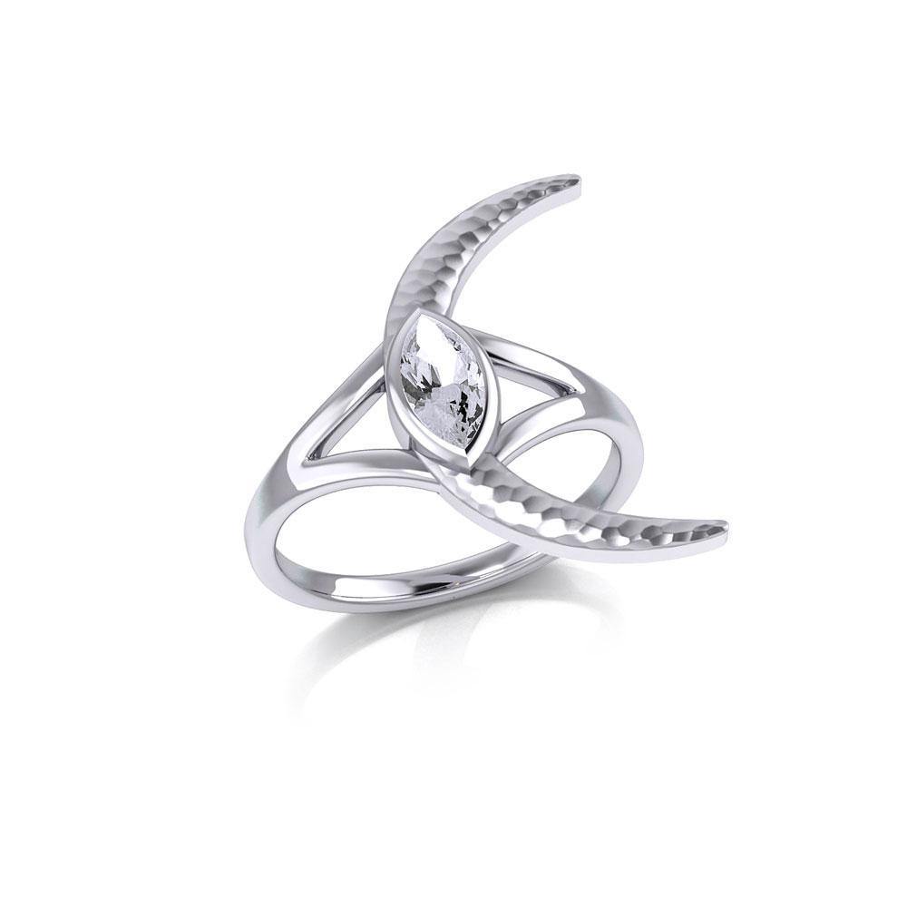 A Glimpse of the Crescent Moon's Beginning ~ Silver Jewelry Ring TRI2265 - Wholesale Jewelry