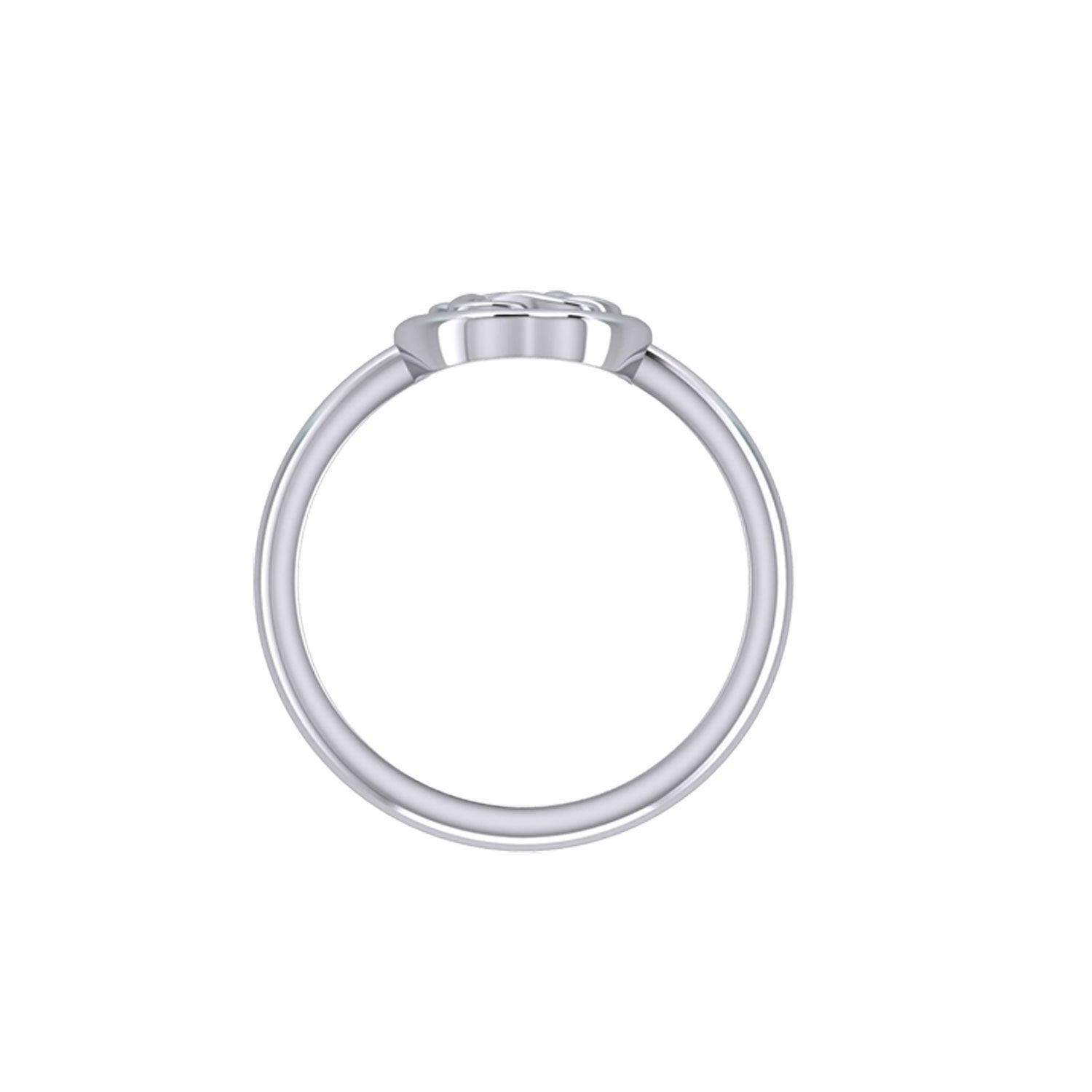 Celtic Spiritual Fruit Apple with Double Heart Silver Ring with Gemstone TRI2277 - peterstone.dropshipping