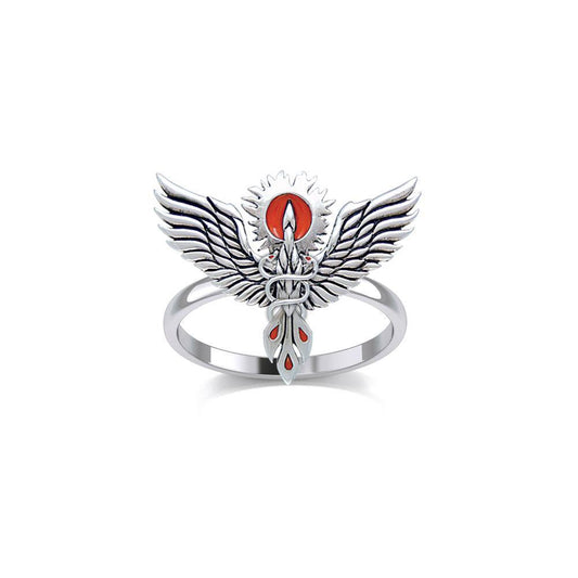 Mythical Phoenix Silver Ring with Enamel TRI2280 - peterstone.dropshipping