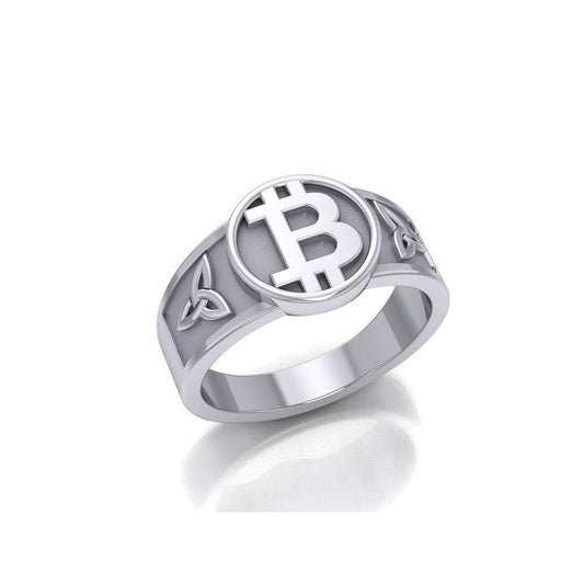 Celtic Bitcoin Sterling Silver Ring TRI2281 - peterstone.dropshipping