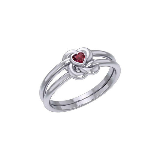 Celtic Knotwork Ring With Heart Gemstone TRI2308 - peterstone.dropshipping