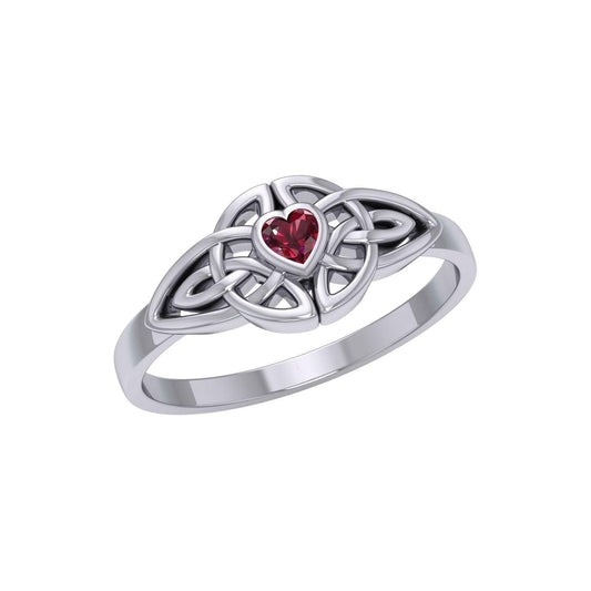 Celtic Knotwork Ring With Heart Gemstone TRI2310 - peterstone.dropshipping