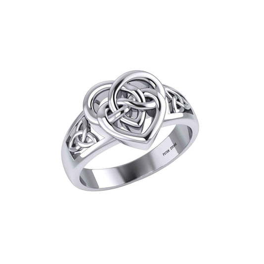 Celtic Knotwork Silver Heart Ring TRI2379