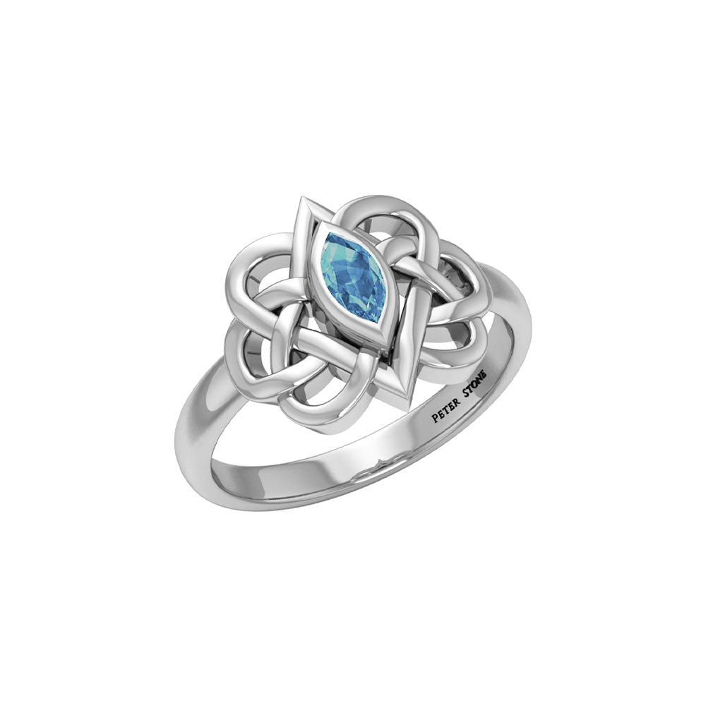Celtic Double Heart And Infinity Ring With Gemstone TRI2388