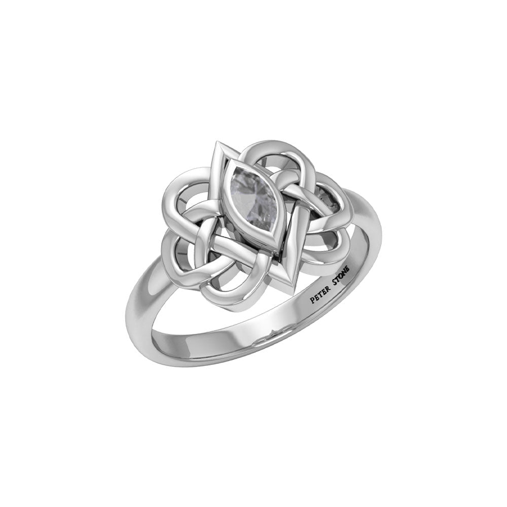 Celtic Double Heart And Infinity Ring With Gemstone TRI2388