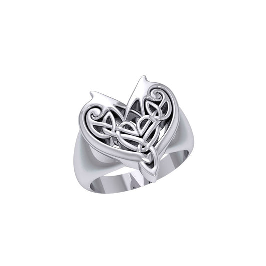 Joyous Heart Celtic Sterling Silver Ring TRI240