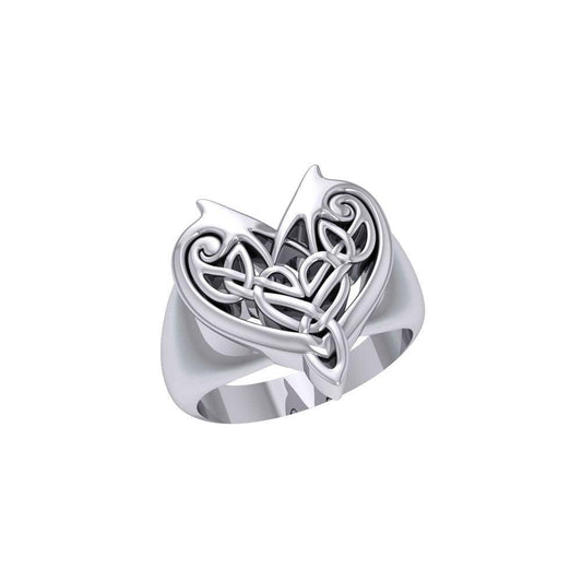 Joyous Heart Celtic Sterling Silver Ring TRI240 - peterstone.dropshipping