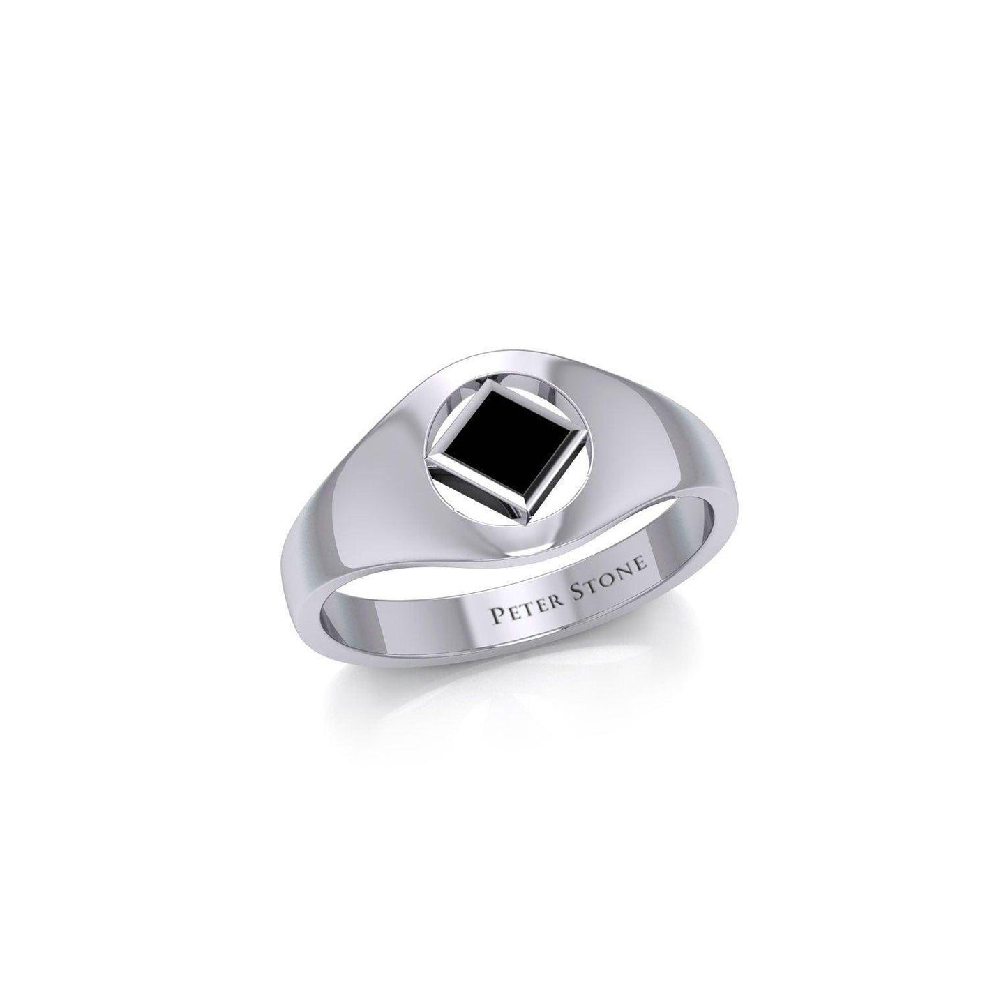 The Small Silver Ring with the NA Recovery Symbol Inlay Stone TRI2441 - peterstone.dropshipping