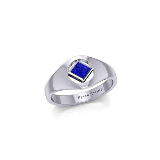 The Small Silver Ring with the NA Recovery Symbol Inlay Stone TRI2441 - peterstone.dropshipping