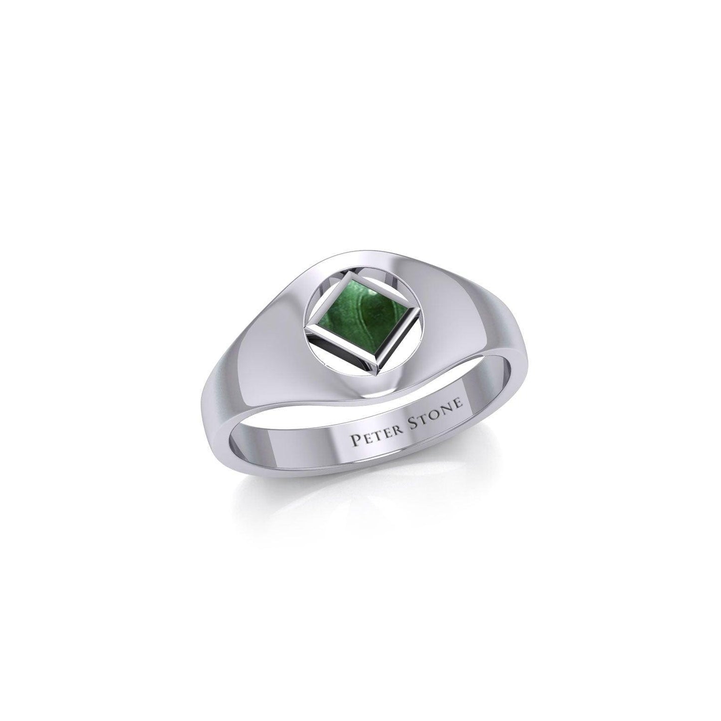 The Small Silver Ring with the NA Recovery Symbol Inlay Stone TRI2441 - peterstone.dropshipping