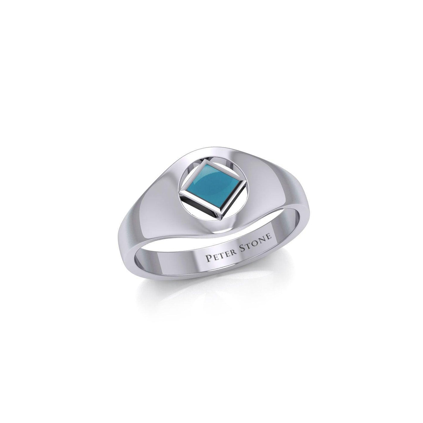 The Small Silver Ring with the NA Recovery Symbol Inlay Stone TRI2441 - peterstone.dropshipping