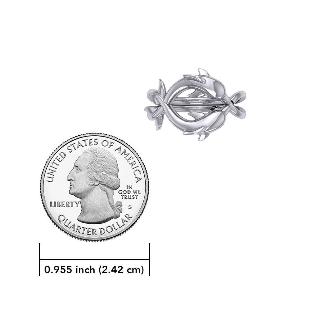 Oceanic Bonds Sterling Silver Friendly Dolphins Puzzle Ring by Peter Stone TRI2472 - peterstone.dropshipping