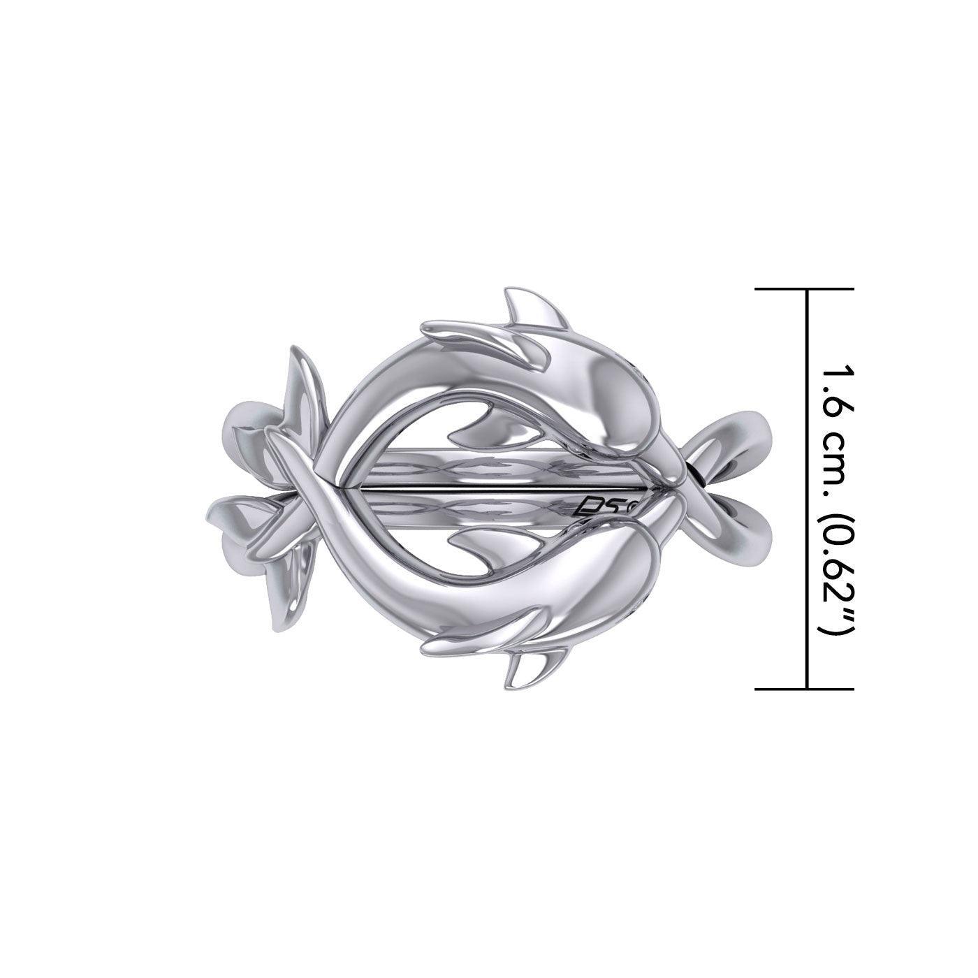 Oceanic Bonds Sterling Silver Friendly Dolphins Puzzle Ring by Peter Stone TRI2472 - peterstone.dropshipping