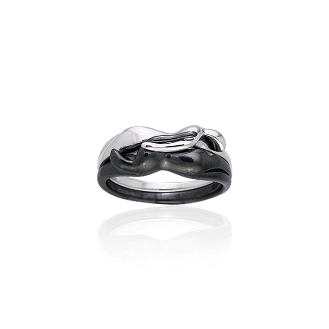 Interlocking Yin Yang Silver Ring TRI258 Ring
