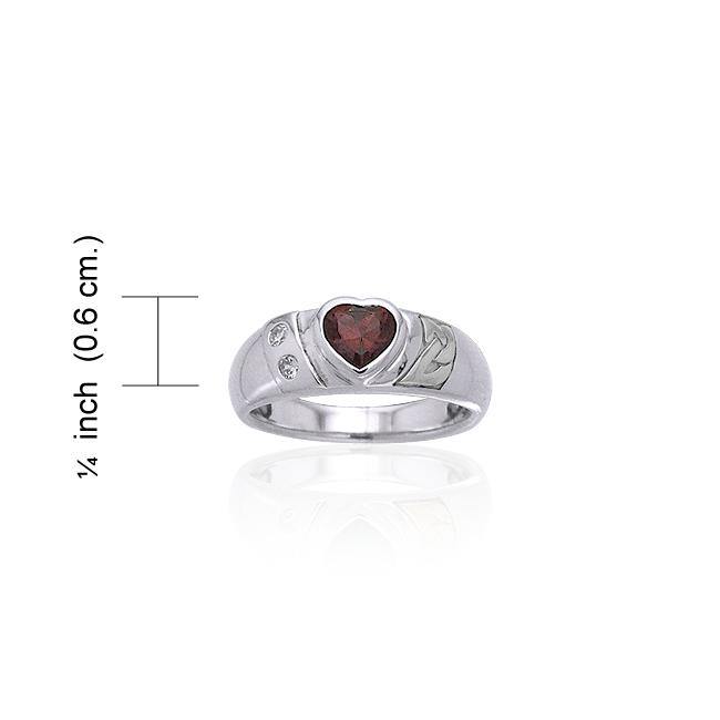 Celtic Silver Ring with Heart Gemstone TRI357 Ring