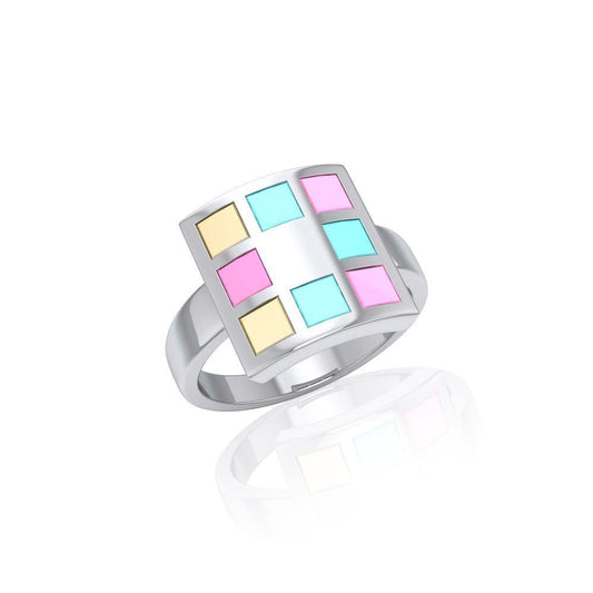 Modern Square Inlaid Ring TRI506 Ring
