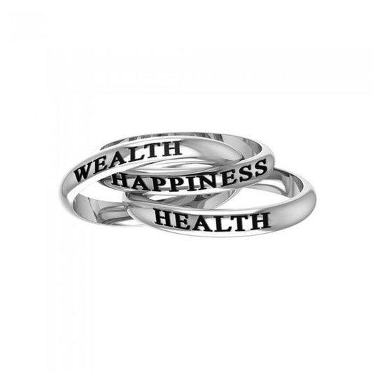Health Wealth Happiness Silver Ring TRI514