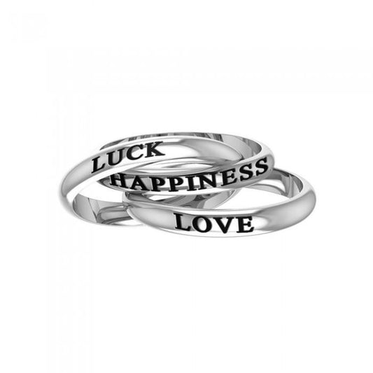 Love Luck Happiness Sterling Silver Ring TRI515