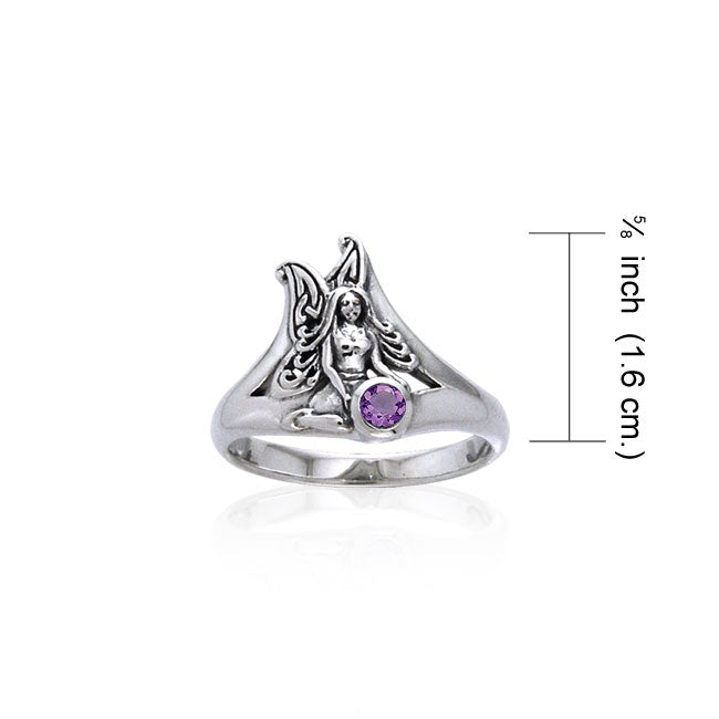Fairy Holding Gem Silver Ring TRI519 Ring