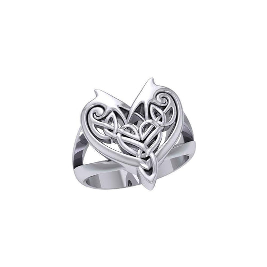 Joyous Heart Celtic Silver Ring TRI535 - peterstone.dropshipping