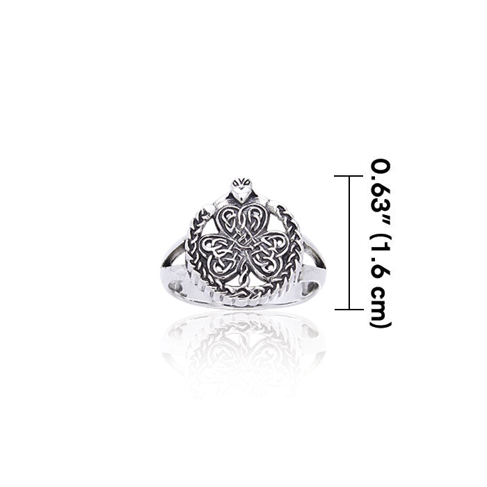Shamrock Celtic Knot Claddagh Sterling Silver Ring TRI538 Ring