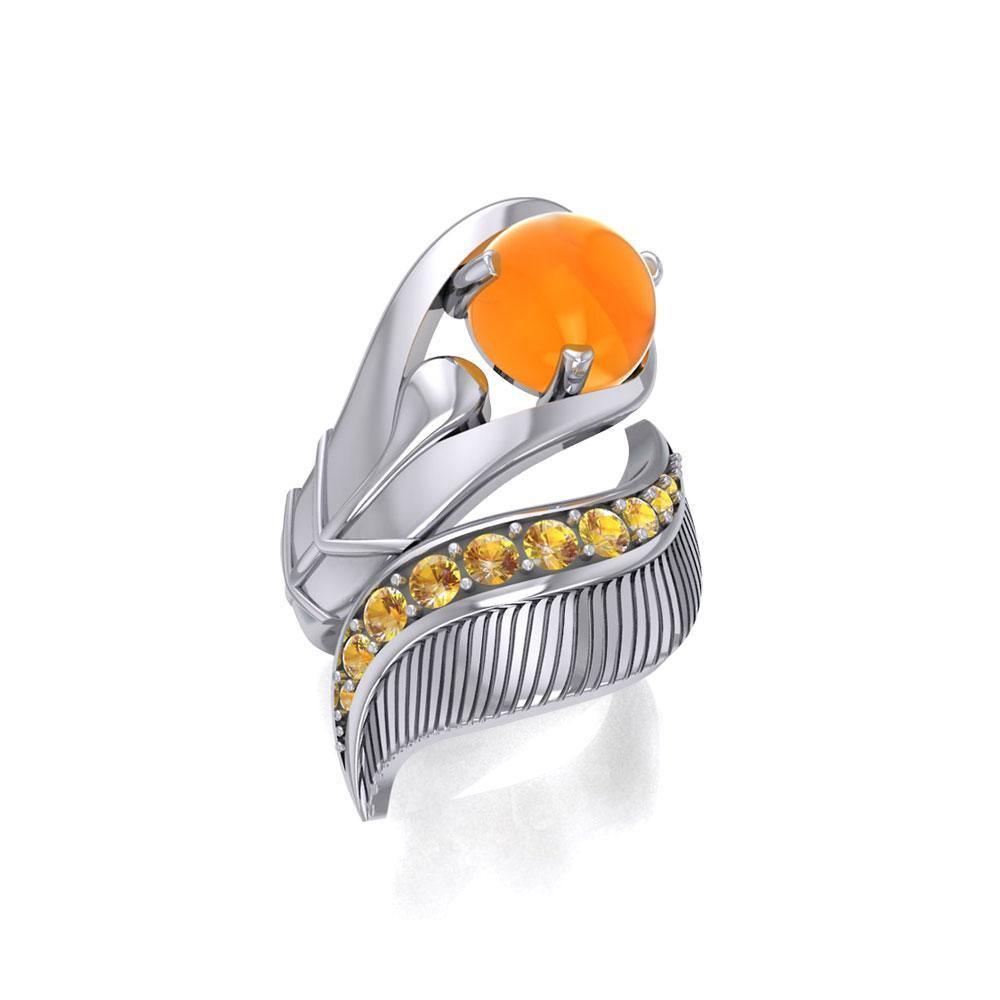 Graceful and free ~ Dali-inspired fine Sterling Silver Ring with Citrine gemstones TRI580 - Wholesale Jewelry