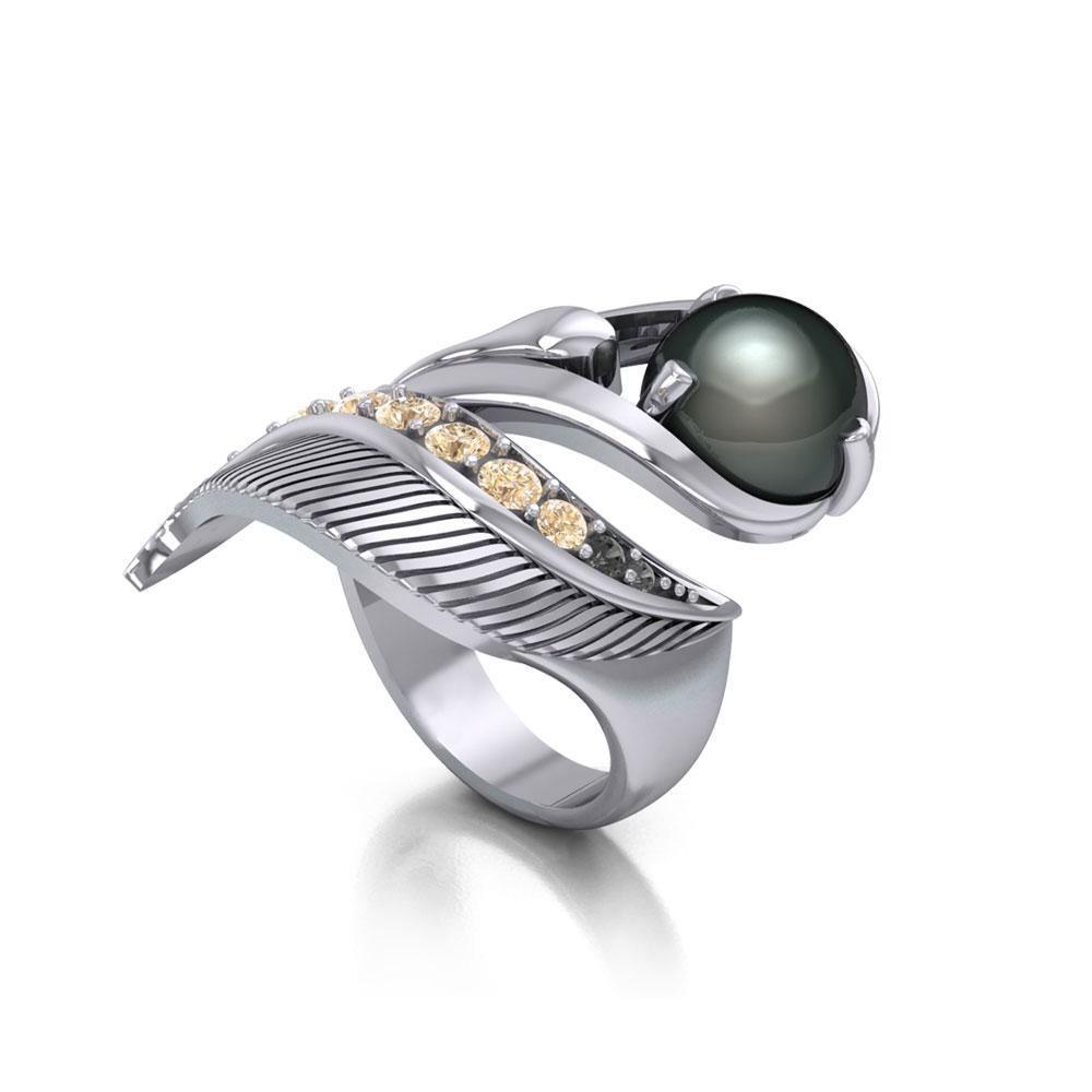 Graceful and free ~ Dali-inspired fine Sterling Silver Ring with Citrine gemstones TRI580 - Wholesale Jewelry