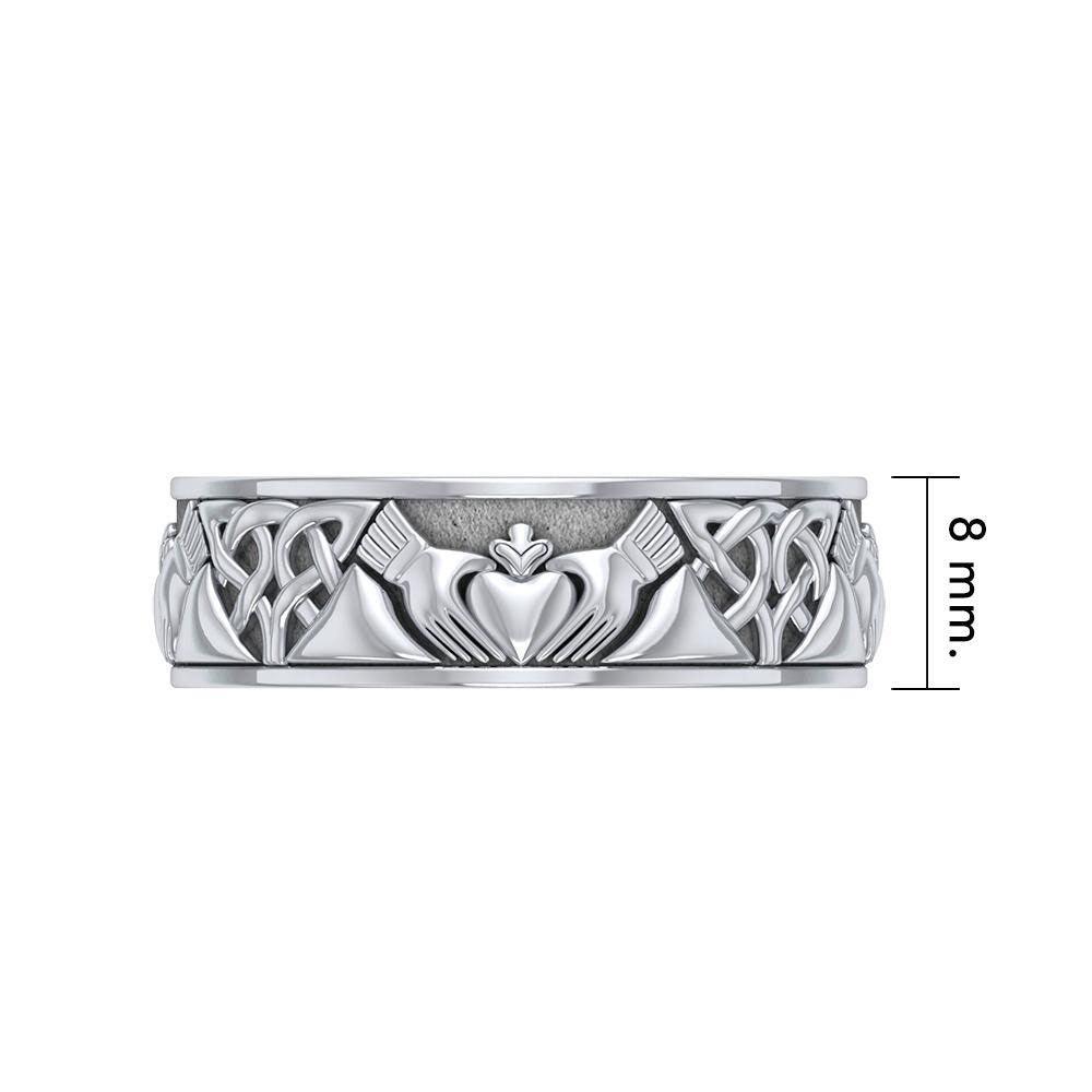 Unspoken words of love, friendship, and loyalty ~ Celtic Knotwork Claddagh Sterling Silver Ring TRI768 - peterstone.dropshipping