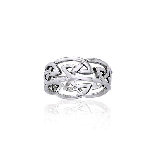 Modern Celtic Silver Ring TRI900 Ring
