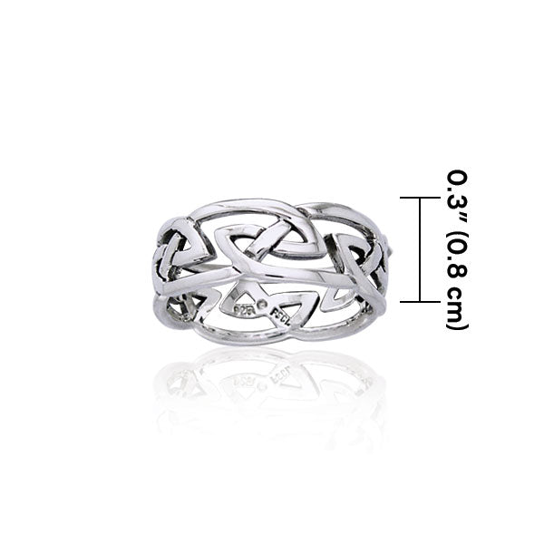 Modern Celtic Silver Ring TRI900 Ring
